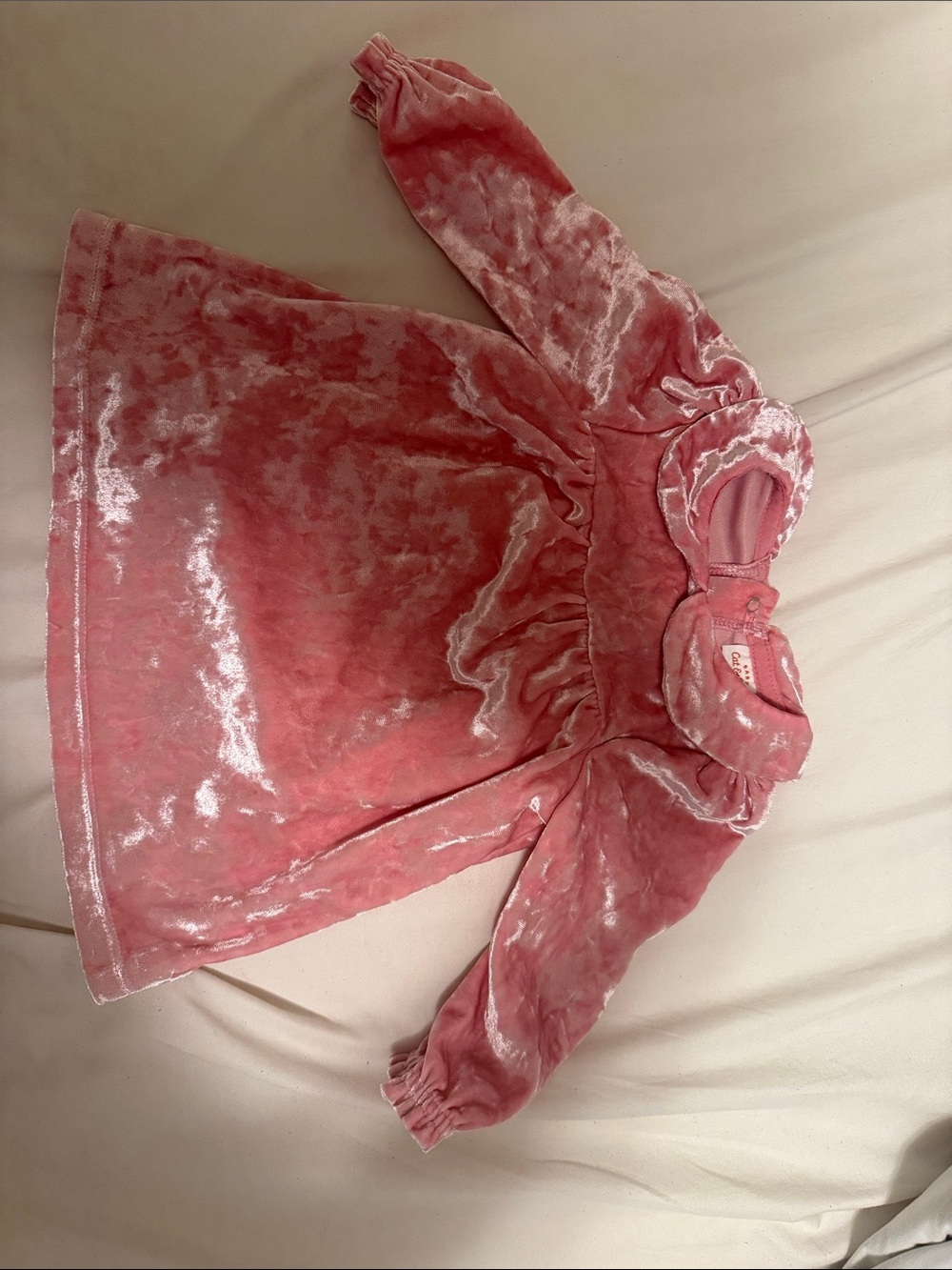 Cat & Jack Pink Velour Long-Sleeve Baby Dress